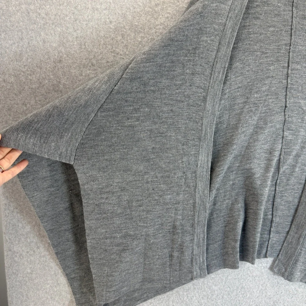 Rebecca‎ Minkoff Womens Gray Knit Drape Wrap Shawl Open Front Wool Blend Soft